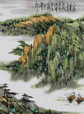 纯手绘字画书画客厅装饰画热销I092549周厚成三尺斗方国画山水画