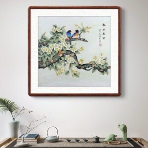 手绘工笔画国画装饰客厅玄关大厅