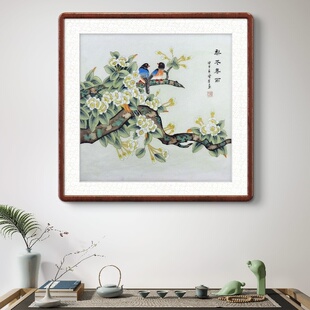 客厅挂画玄关办公室纯手绘国画工笔画花鸟装饰画四尺斗方顾雪芳GG