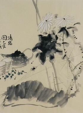 手绘字画客厅装饰画热销I060424老铁三尺斗方水墨国画花鸟画菊花