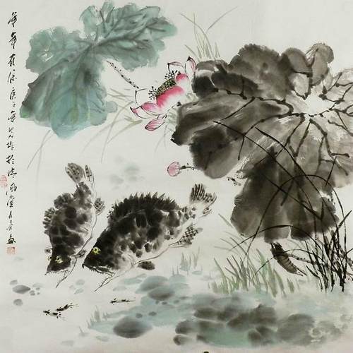 纯手绘国画装饰画花鸟中式客厅