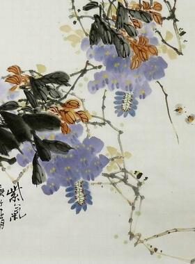 国画花鸟画紫藤葫芦柿子梅花手绘字画客厅装饰画孙艺群三尺斗方GG