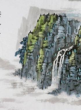 手绘字画书画客厅装饰画热销I041782周厚成三尺斗方国画山水画