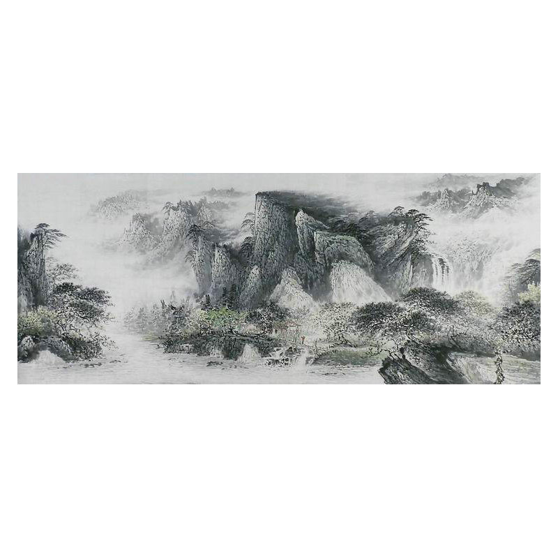 纯手绘山水画水墨画装饰画大厅