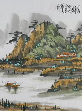 纯手绘字画书画客厅装饰画热销I092505周厚成三尺斗方国画山水画