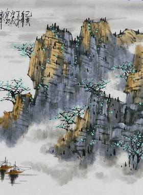 纯手绘字画书画客厅装饰画I092604周厚成三尺斗方国画山水画