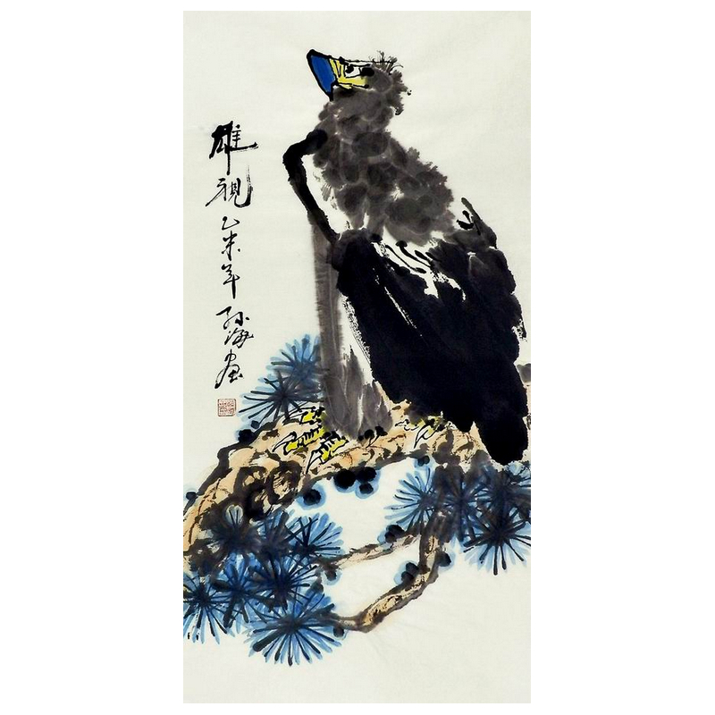 国画鹰装饰画纯手绘字画中式客厅办公室孙海三尺四尺斗方GG100