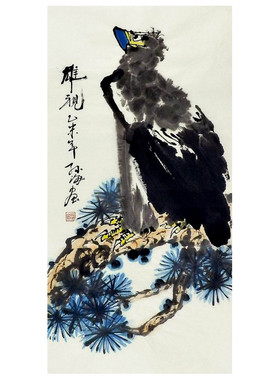国画鹰装饰画纯手绘字画中式客厅办公室孙海三尺四尺斗方GG100