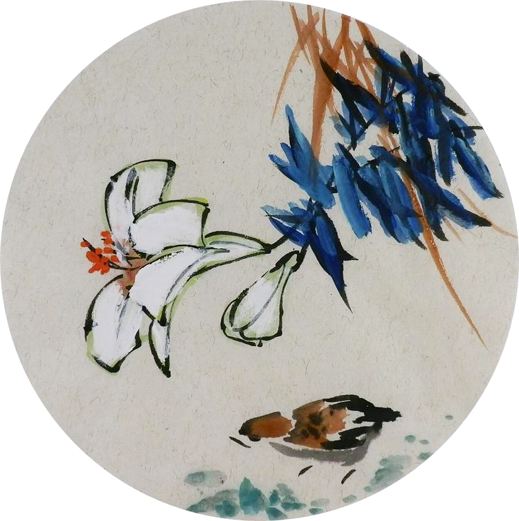 手绘字画装饰画新品i082009无款国画花鸟团扇圆形小品