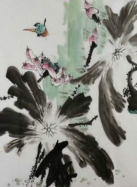 国画花鸟画荷花石榴柿子葫芦手绘字画装饰画热销刘顺兵四尺斗方GG