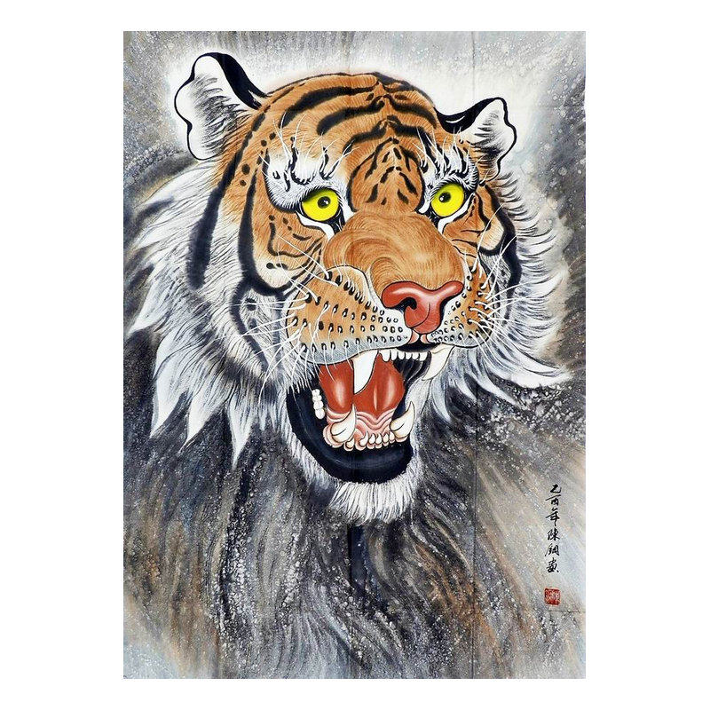 平民画院手绘字画装饰画热销E112181陈钢国画动物画虎 虎头136 96