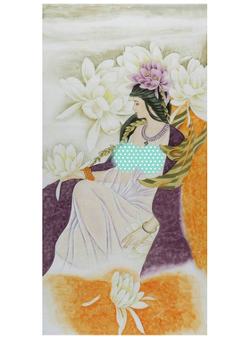 手绘国画工笔画仕女装饰画中式