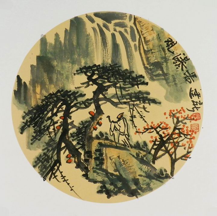 山水画国画装饰画风景画手绘字画客厅办公室包邮郭建新小品4059GG