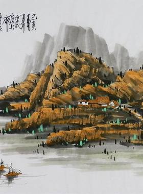 纯手绘字画书画客厅装饰画热销I092538周厚成三尺斗方国画山水画