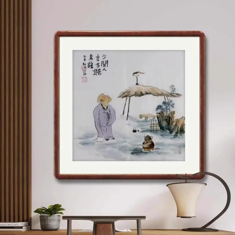 禅意画斗方国画手绘人物画装饰画