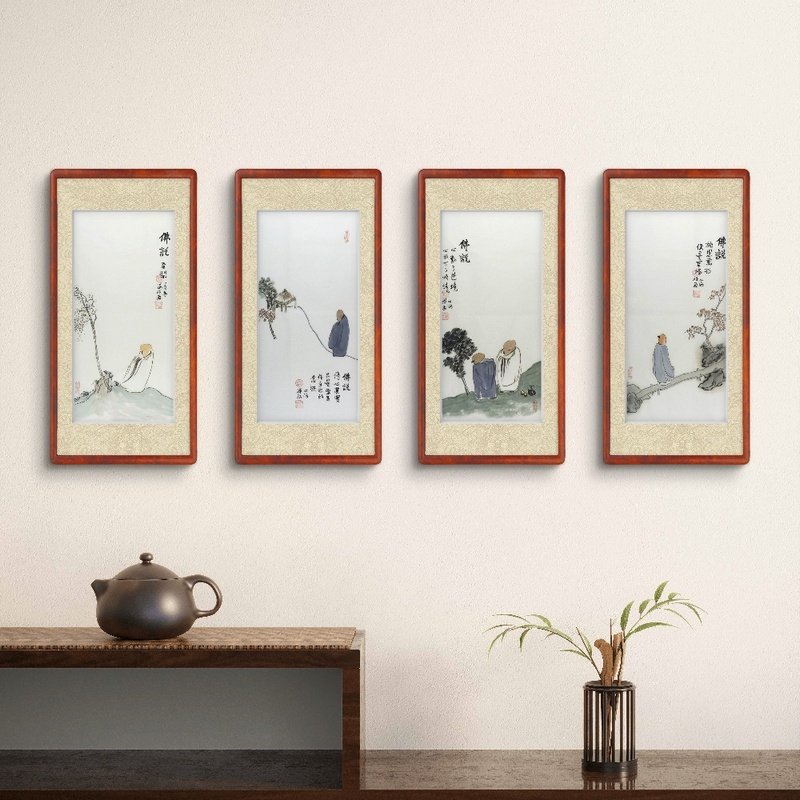 四条屏国画禅意画文人雅士琴棋书画纯手绘字画心海画二尺人物画GG