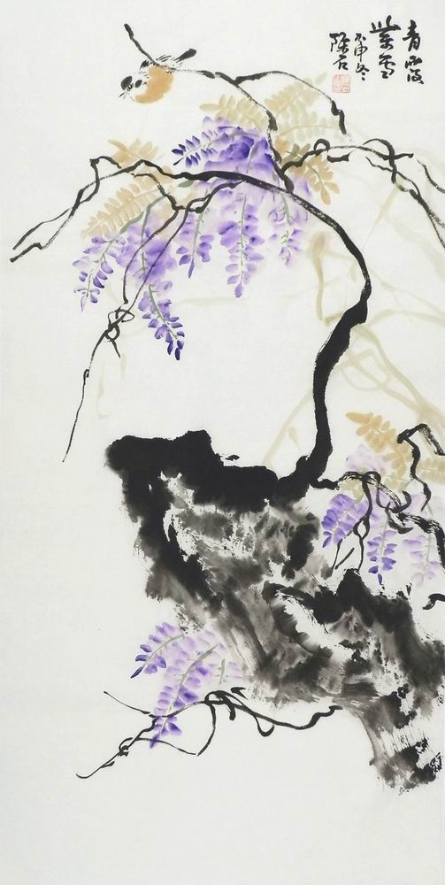 三尺国画花鸟画牡丹梅兰竹菊紫藤荷花纯手绘字画装饰画陈石2GG100
