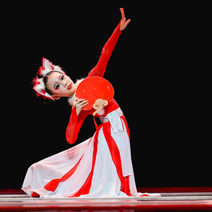 灵狐献瑞中国舞(独舞)舞台演出舞蹈服装演出服装红色传统