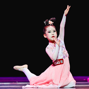 浮光疏影中国舞（独舞）舞台演出舞蹈服装舞蹈粉色定制服装