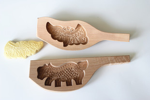 木质烘焙面食实木模具梨木手工雕刻糕点木质烘焙工具蒸麒麟瑞兽