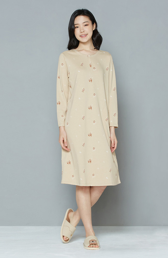 台湾以旺YVONNE 針織七分袖洋裝  家居服 现货 长袖睡裙 春秋女棉,女士内衣/男士内衣/家居服,睡裙,淘宝优惠券,粉丝福利购,淘宝优惠卷