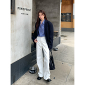 子高腰大长腿拖地直筒裤 Halo 休闲裤 女春秋新款 Luu白色阔腿牛仔裤