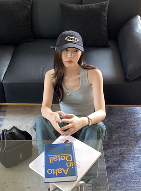 Halo Luu 灰色吊带背心女外穿夏季新款修身显瘦针织无袖短款上衣