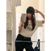 Luu 白色短袖 t恤女夏季 Halo 2025新款 韩系小狗印花慵懒风宽松上衣