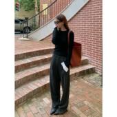 Luu 高级感西裤 醋酸羊毛 裤 Halo 直筒阔腿裤 灰色毛呢西装 女冬季