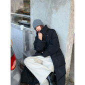 Halo 95白鸭绒加厚立领保暖过膝外套 新款 Luu长款 黑色羽绒服女冬季