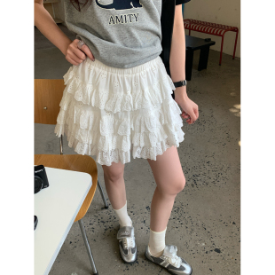 蓬蓬裙设计感短款 Halo 新款 芭蕾风白色蛋糕裙女夏季 a字半身裙 Luu