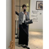 半身裙女秋冬2025新款 Halo Luu灰色西装 韩系高级感直筒裙显瘦长裙