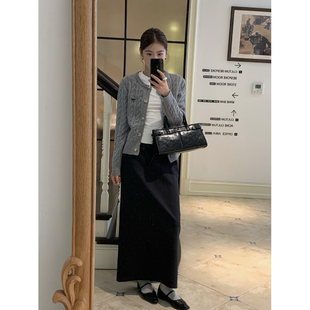 2026新款 半身裙女春季 韩系高级感直筒裙显瘦长裙 Luu黑色西装 Halo