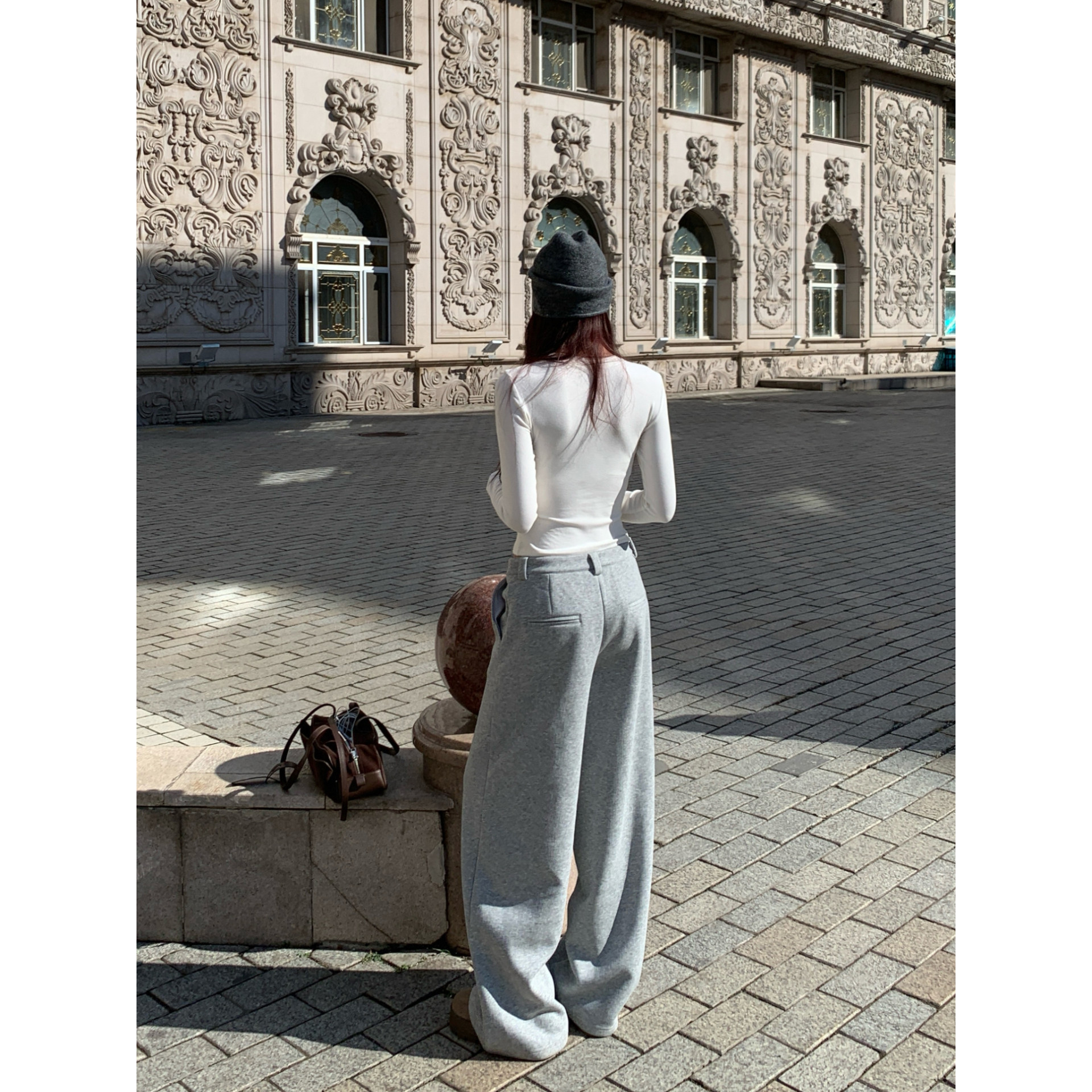 Halo Luu灰色慵懒卫裤女秋冬2025新款加厚休闲裤子垂感阔腿运动裤,女装/女士精品,休闲裤,淘宝优惠券,粉丝福利购,淘宝优惠卷