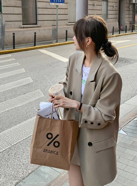 Halo Luu【清仓】卡其绿西装外套女韩系宽松休闲高级感小个子西服