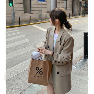 Halo Luu【清仓】卡其绿西装外套女韩系宽松休闲高级感小个子西服