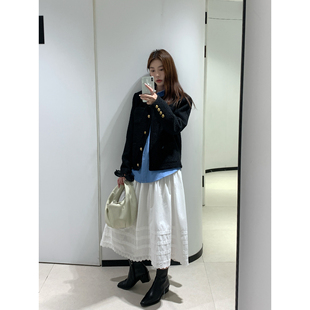 韩系纯棉蕾丝花边长裙a字半身裙 白色蛋糕裙女春2026新款 Halo Luu