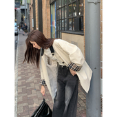 韩系小个子休闲短款 Halo 2026新款 白色风衣外套女春季 设计感 Luu