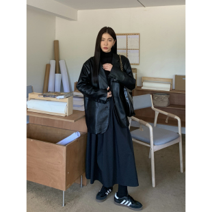 Luu复古黑色皮衣外套女西装 韩版 2026春季 爆款 休闲高级感 新款 Halo