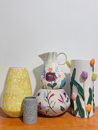 外贸孤品 花朵系列 手绘 花瓶、花盆、工具桶、 摆件
