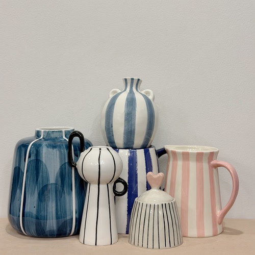 外贸出口 孤品 手绘  条纹系列陶瓷花瓶 花盆 烛台 摆件