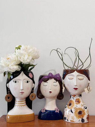 外贸出口 孤品 手绘 人物 人像陶瓷花瓶 花盆 摆件 烛台