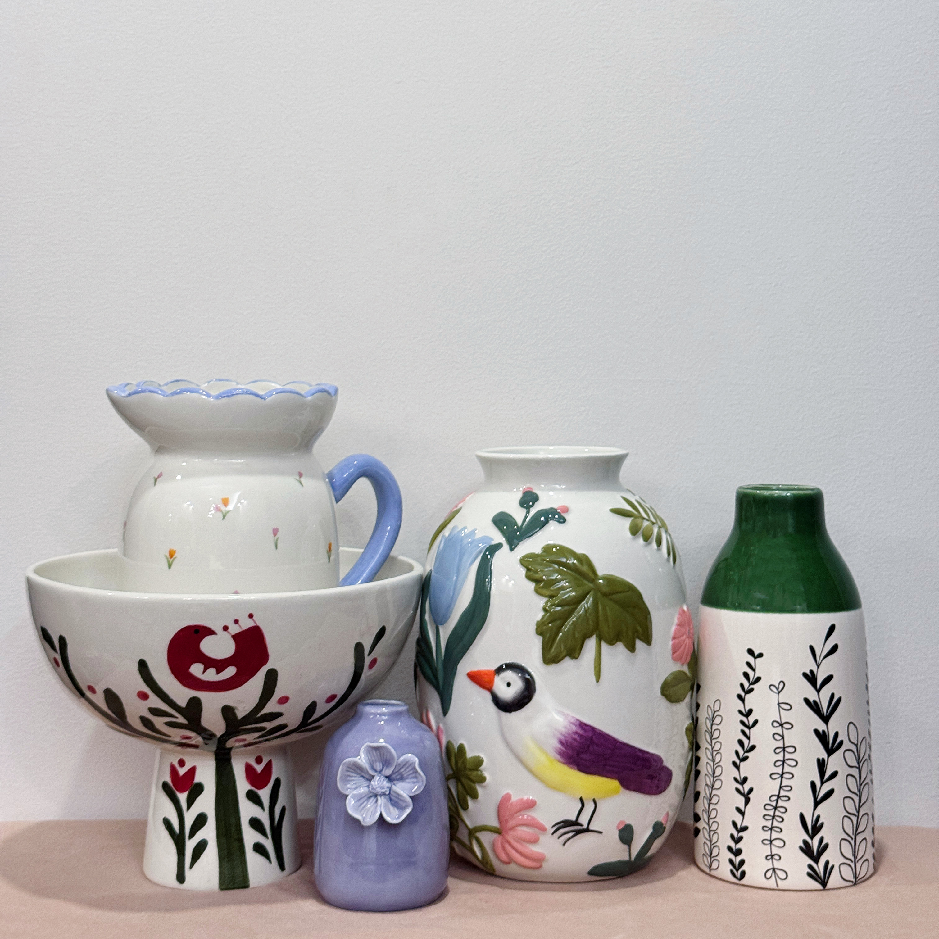 外贸出口 孤品 手绘  花朵系列 陶瓷花瓶 花盆 摆件 收纳 烛台