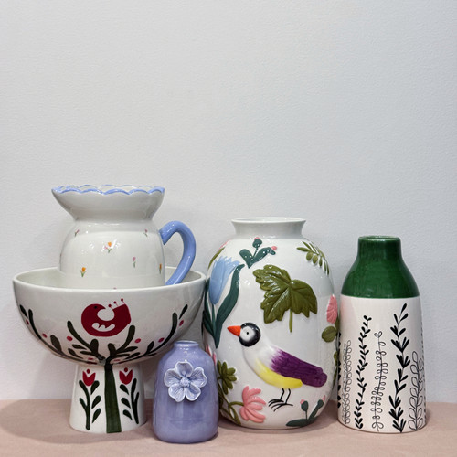 外贸出口 孤品 手绘  花朵系列 陶瓷花瓶 花盆 摆件 收纳 烛台