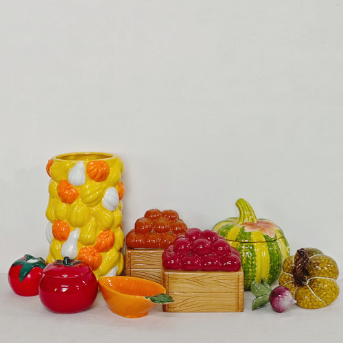 外贸孤品 蔬菜系列南瓜手绘花瓶、摆件、花盆、烛台 收纳 储物罐