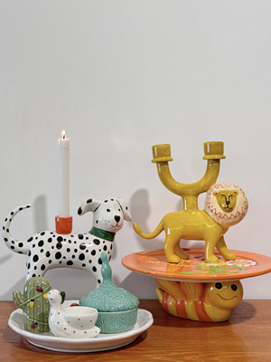 外贸出口 孤品 手绘 动物 陶瓷花瓶 花盆 多肉花盆 摆件 烛台