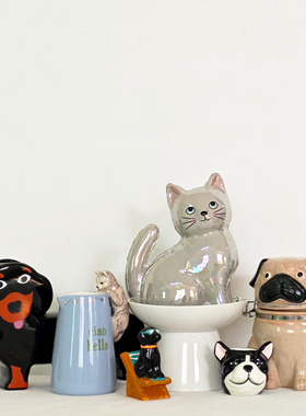 外贸 孤品 动物系列  猫咪狗狗系列 陶瓷花盆 花瓶 收纳 摆件
