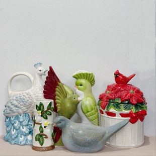 外贸孤品 动物 鸟系列花盆、花瓶、烛台、置物盘 收纳 摆件
