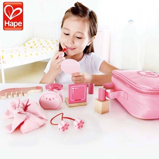 Hape木质梳妆台化妆包宝宝化妆台儿童益智过家家女孩生日礼物3岁