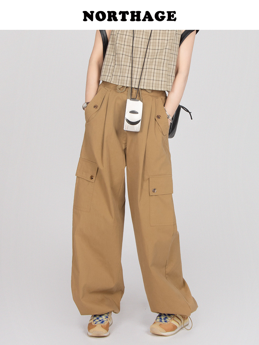 高腰工装northage长裤口袋工装裤